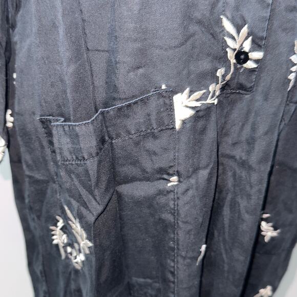 Zara women Black Floral Embroidered Jumpsuit women’s size medium - Picture 7 of 8